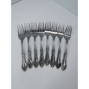 DREAM ROSE Stainless Rogers Korea By Stanley Roberts Set Of 8 Dinner Forks #2